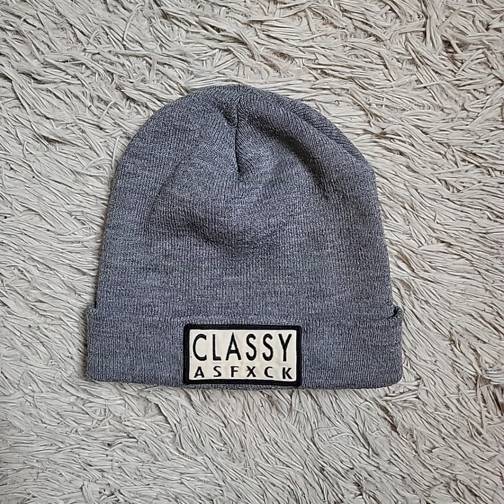 Classy Brand Beanie Hat Gray Classy As Fxck Indie Hipster Streetwear Fall Winter